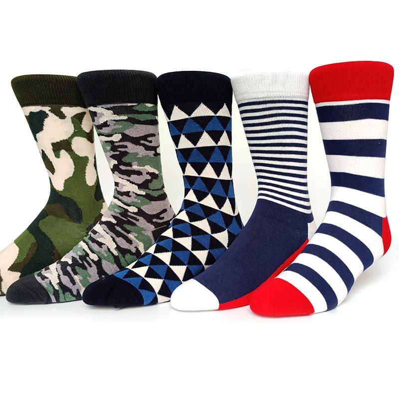 5 Pairs/Pack Men Funny Socks Casual Hip Hop Creative Cartoon Novelty Calcetines Hombre Street