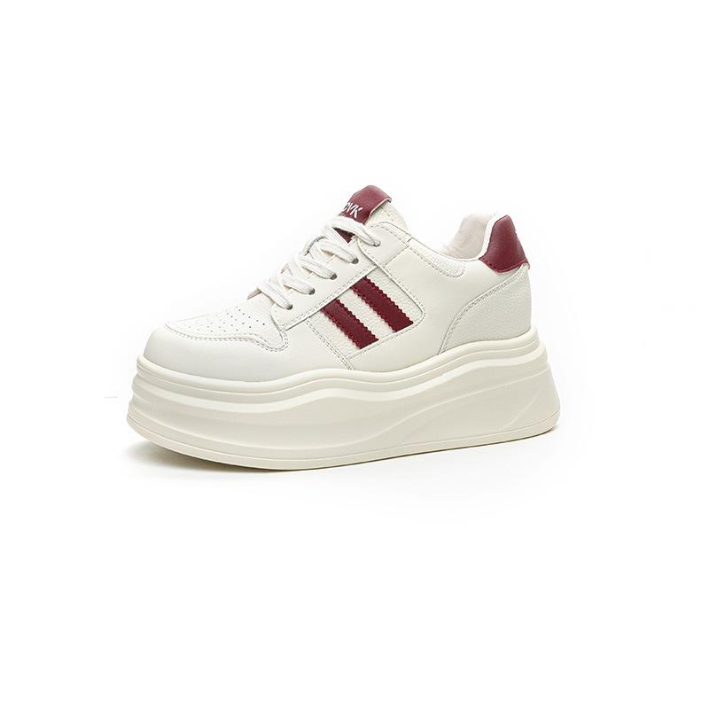

Muffin platform white shoes women s autumn new 7.5 small inner height increase and thin leather casual shoes 40 красный