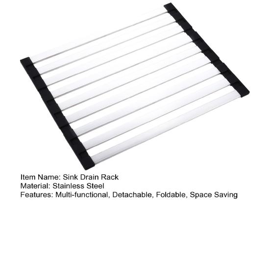 Foldable Sink Drying Rack Detachable Metal Tube Drying Rack with Silicone Cuttable Edge Dish Drying Rack for Kitchen Countertop