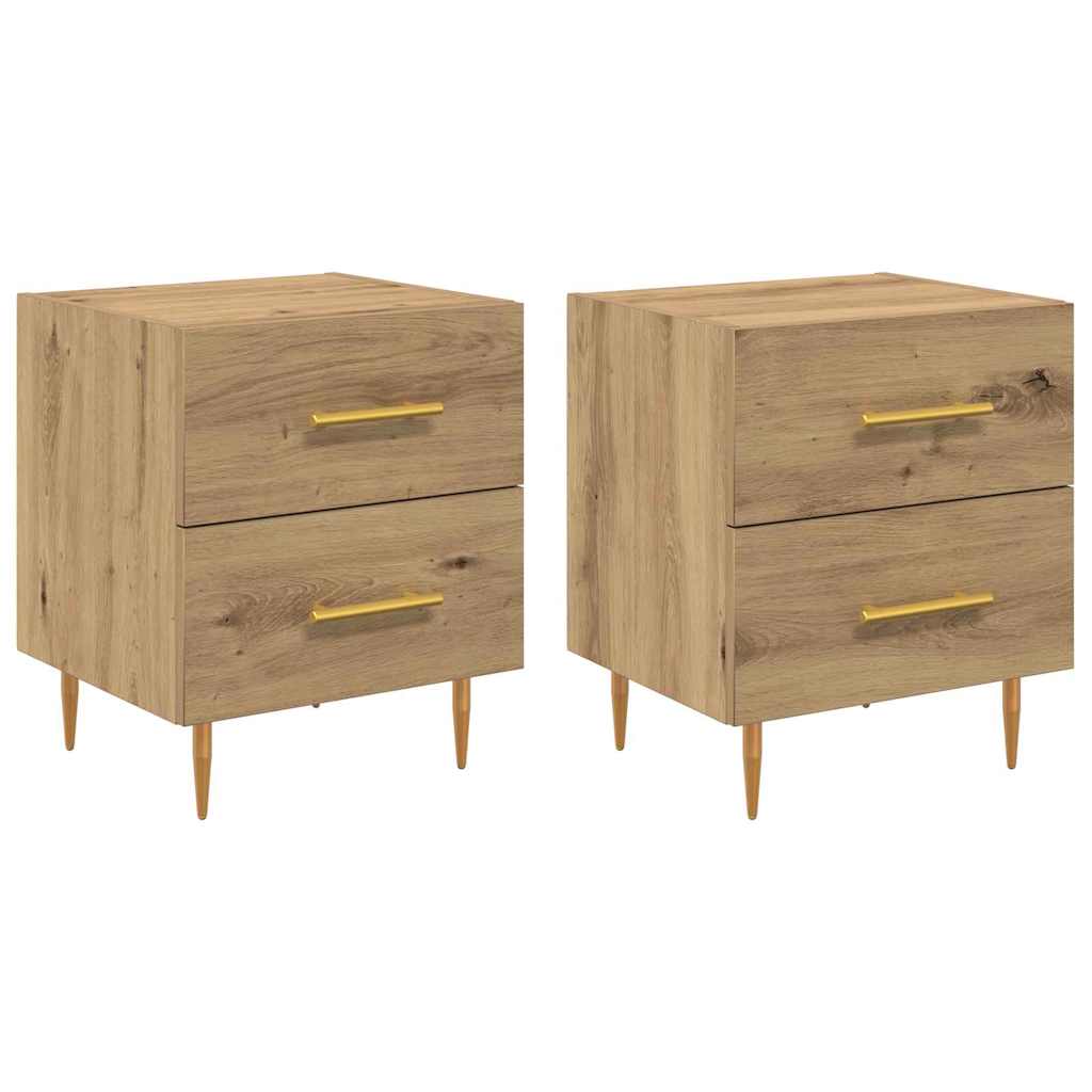 Nightstand Set of 2 Artisan Oak Finish 40 x 35 x 47.5 cm Engineered Wood