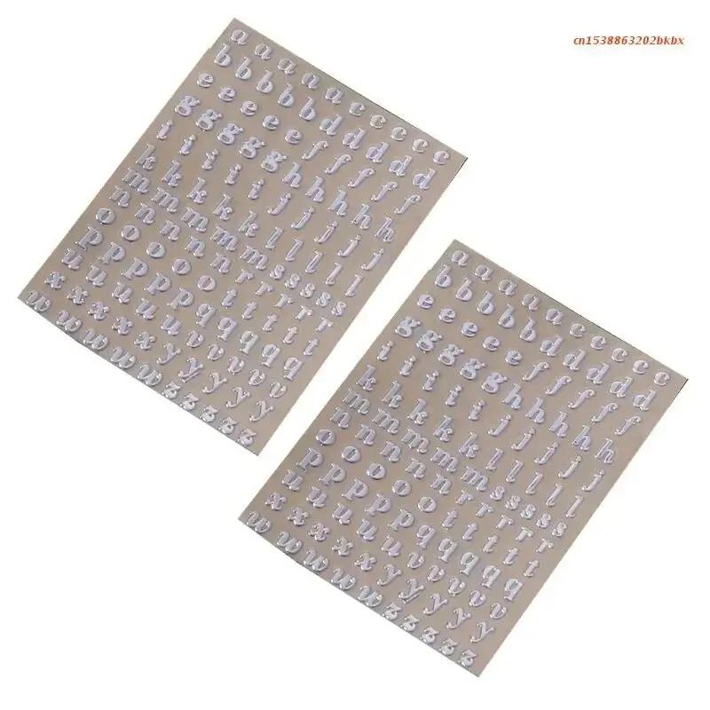 2 Pièces Métal 26 Mini Autocollants Décoratifs Alphabet Or Argent Résine Époxy Remplissage Pour Moules Silicone DIY Fabrication Artisanale Remplissages