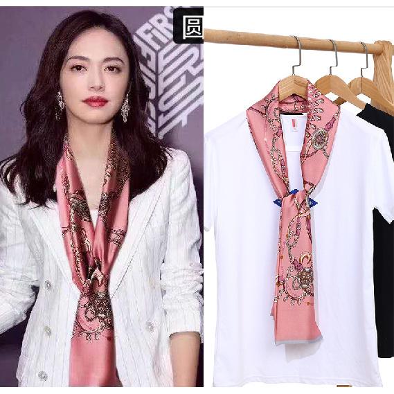 

15 * 145 см, четыре сезона, в наличии, новый женский искусственный шелковый шарф, маленький воротник, повязка для волос, длинный поплавок, универсальный шарф-связка 145*15cm