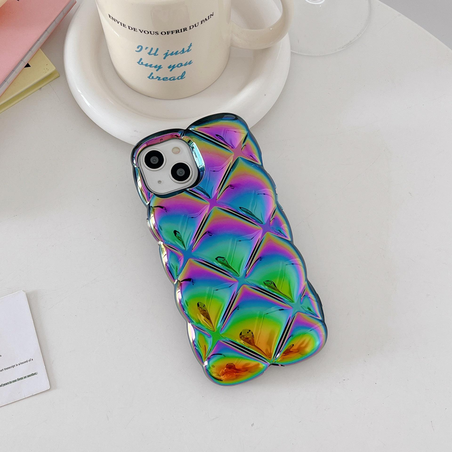 

Чехол с цветным гальваническим ромбовидным узором для iPhone 15 Pro Max/14/13 — серия Apple 16 High-End 16