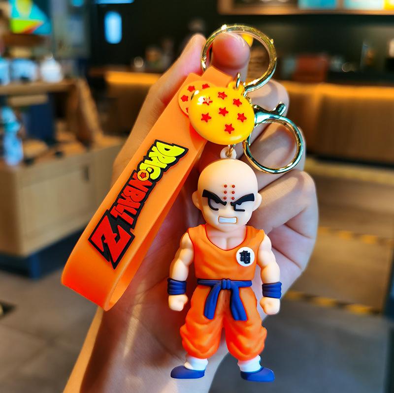 Dragon Ball Z Son Goku Vegeta Piccolo Keychain Jewelry Action Figures 8CM Fashion PVC Ring Designed for Men Women Pouch Pendant Present