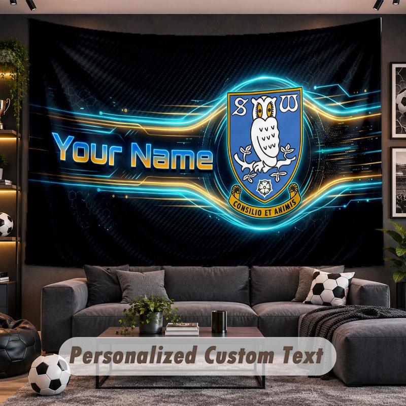 Wall Hanging Tapestry Custom NameSheffield Wednesday FC Pattern Personalized Printed Fabric Wall Decor
