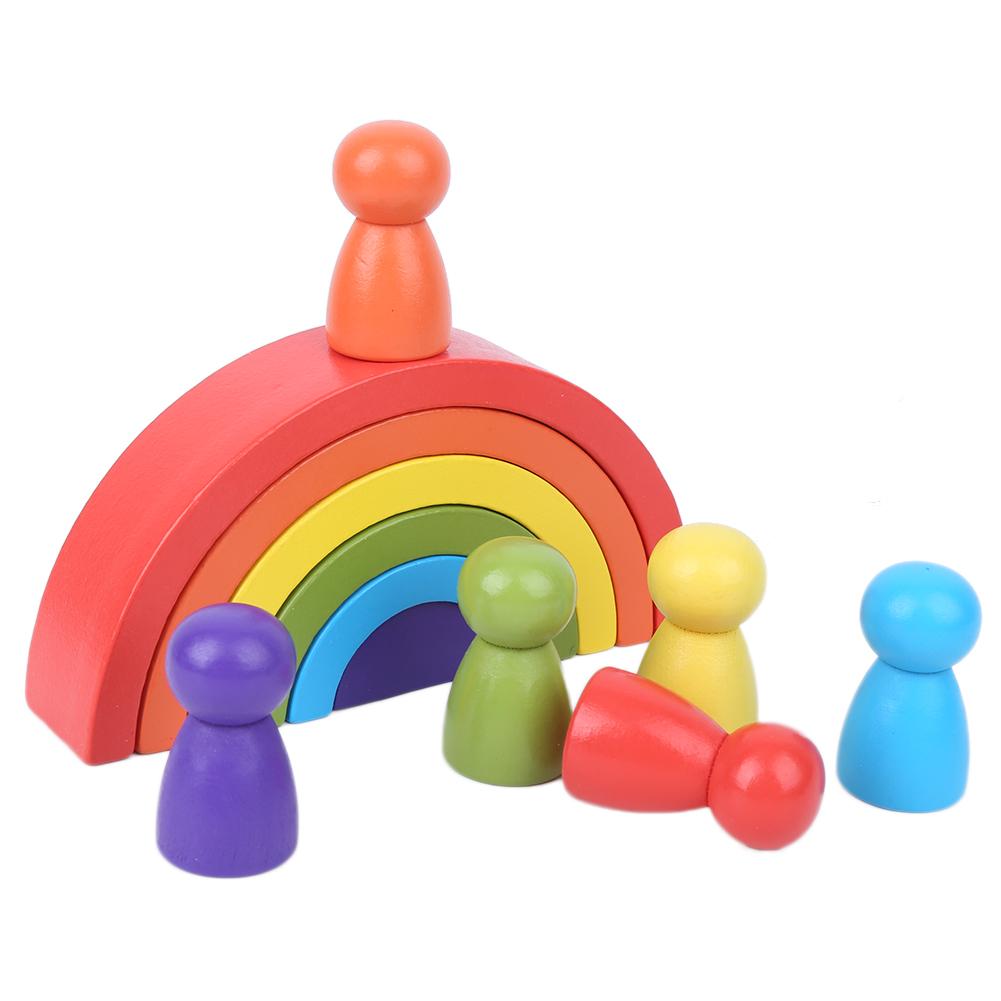 Building Blocks Toy Set Wooden Arch Stacker Baby Creativity Infant Educational Toys(Blocks Small