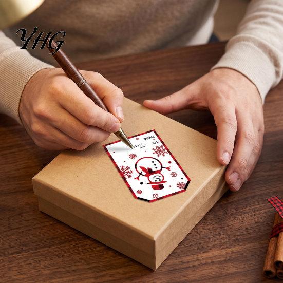 Holiday Craft Stickers Christmas Thank You Stickers, Red And Black Plaid Print Decorative Labels, Gift Box Seals Festive Supplies with Writing