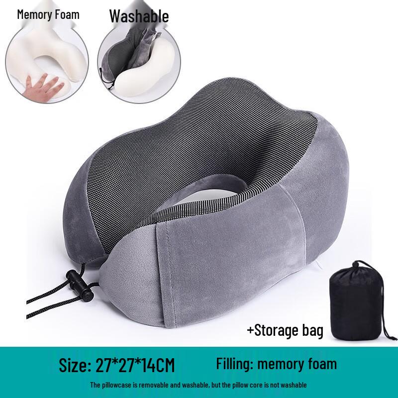 Tri-polar Memory Foam U-shaped Travel Pillow