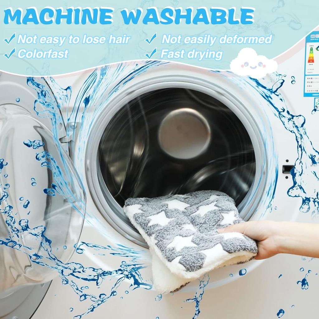 Tudomro 10 Pcs Guinea Pig Bed Mat with Cleaning Dustpan Brush 15" x 11" Small Animal Bedding Fleece Bunny Winter Sleeping Pad for Small Dogs Cats