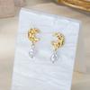 Stainless Steel Moon Pearl Earrings Gold Color Anti Fading Earring for Women Vacation Wedding Party Jewelry Accessories Gifts
