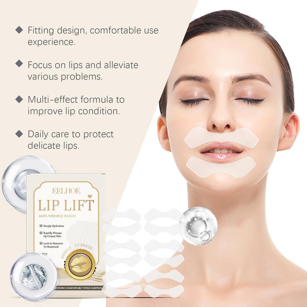 EELHOE Lippenpflege-Patches Feuchtigkeitsspendend und Nährend Lippenbereich Hydratation Peeling & Anti-Falten-Patches Für Lippen