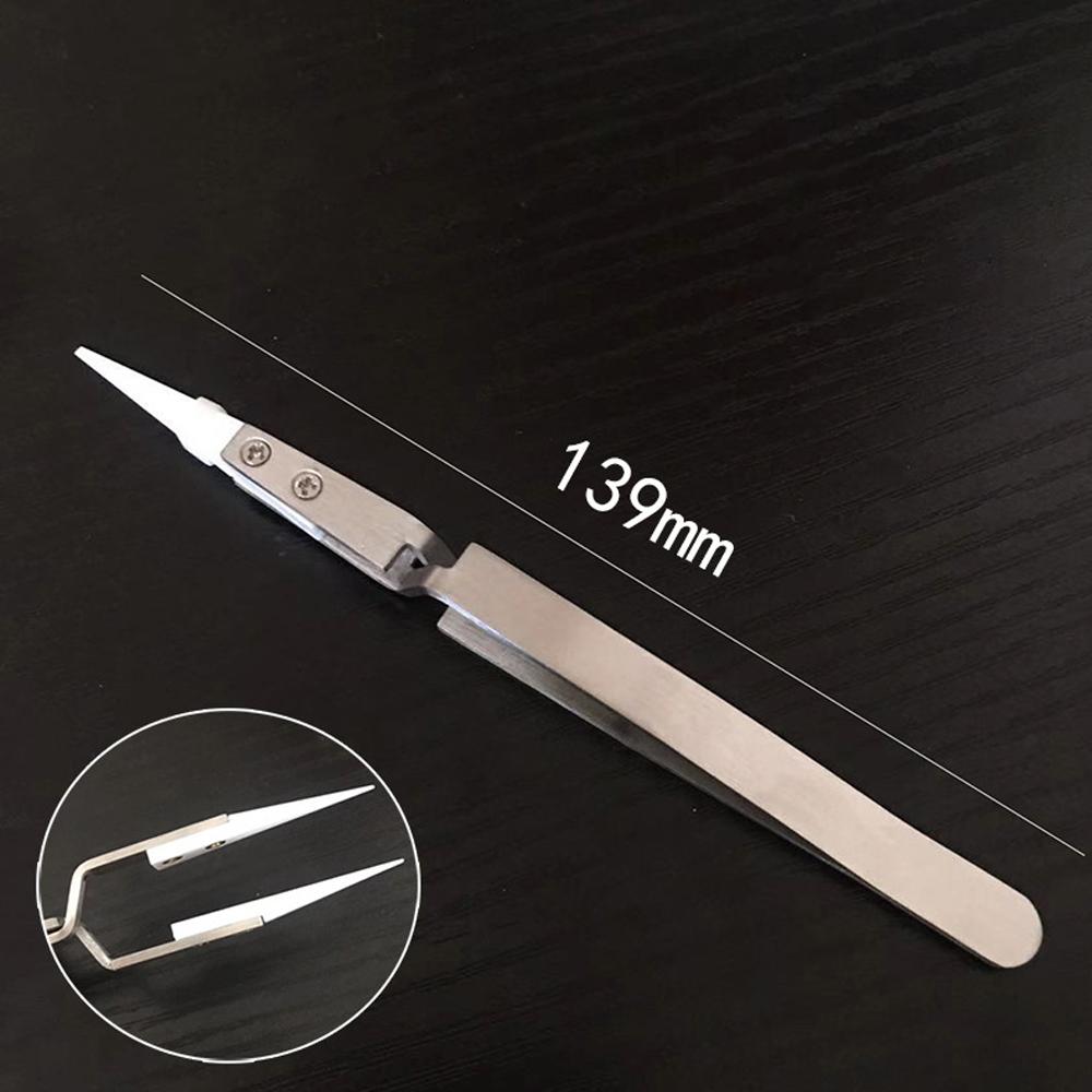 Stainless Stee Tweezer with Anti Static Acid Resistant Reverse Ceramic Precise Clamping Head