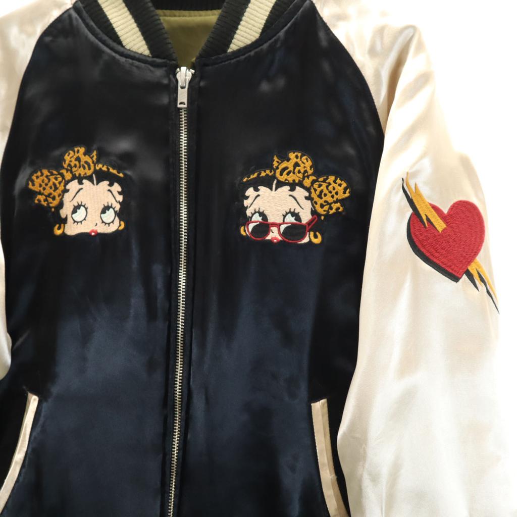 LOW BLOW KNUCKLE BETTY BOOP Betty Boop Kollaboration Wendbare MA-1 Jacke Herren Gebraucht