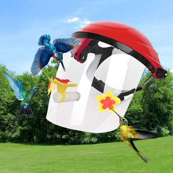 Hummingbird Feeder Hat Wearable Bird Feeder Hummingbird Face Cushion Feeder Wild Bird Feeder Helmet for Garden Patio Yard