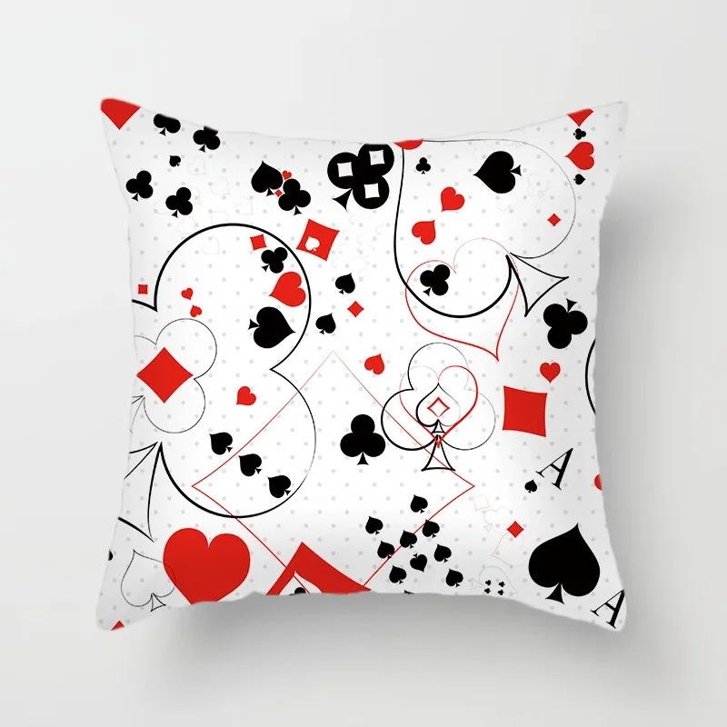 Luxury Home Decoration Pillowcase Props Hearts Square Black Heart Poker Pattern Office Sofa Car Cushion Cover