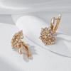 Rose Gold Color Crystal Flower Dangle Earrings For Women Shiny Natural Zircon Ethnic Bride Wedding Fine Jewelry