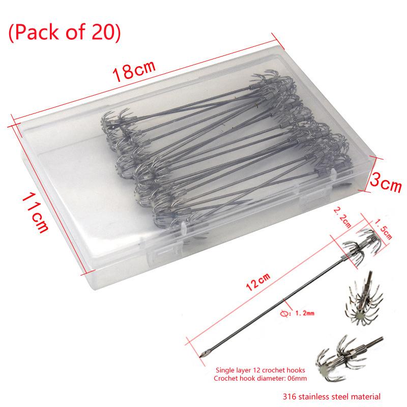 1/8/10/20Pcs/ Box Umbrella Hooks Live Bait Hooks Squid Blow Tubes Octopus Squid Hooks Stainless Steel Fishing Gear Accessories
