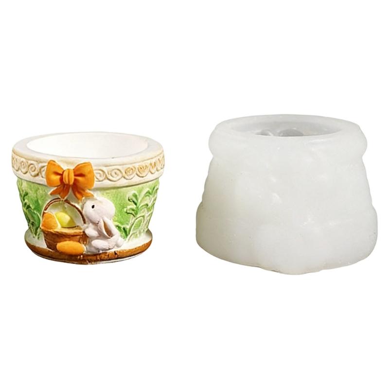 

Easter Rabbit Bowtie Candle Holder Silicone Molds Easy Demold For Making Candle Flowerpot Cake Baking Home Decoration