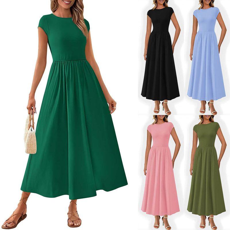 Leisure Long Skirt Seaside Vacation Style Dress Dark Green [Ready in Stock] M