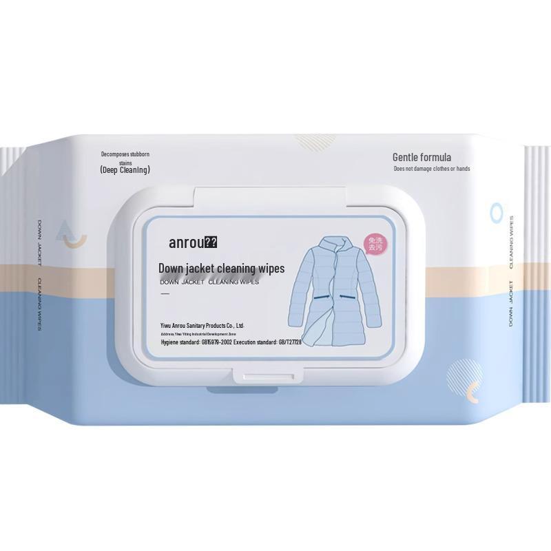 Portable No-Wash Stain-Removing Wipes for Cleaning Down Jackets - Powerful, Specialized, Dry and Wet Wipes