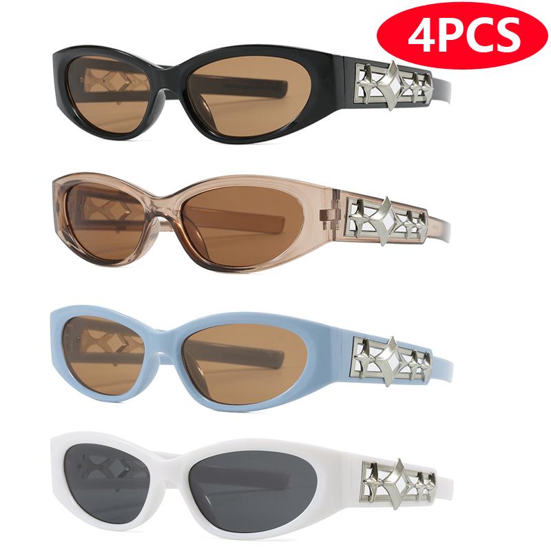 6pcs/4pcs Cycling Sunglasses Women Small Frame Personalized Outdoor Vacation Driving Sunscreen Glasses Unisex
