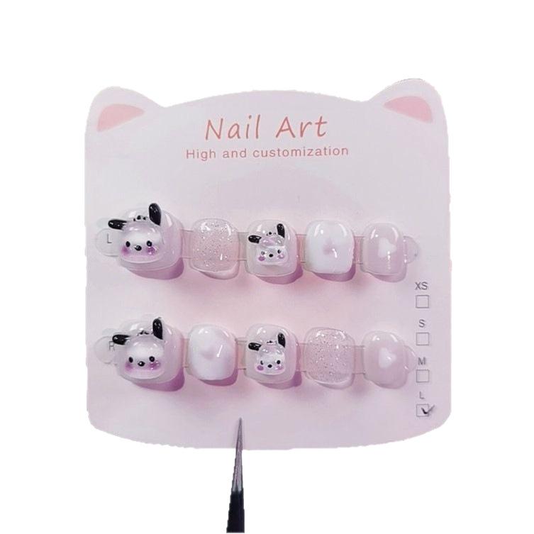 Cinnamoroll Sanrio Wearable Nail Stickers for 3-12 Year Old Girls: Cute, Reusable, Handmade Cartoon Designs.