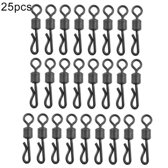 25Pcs 8# Durable Portable Q-shaped Quick Change Swivels Tackles for Carp Fishing