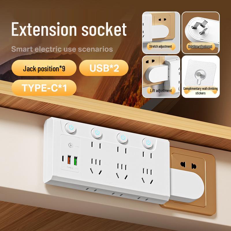 Multifunctional Power Strip with USB: Wireless Converter & Expansion Plug