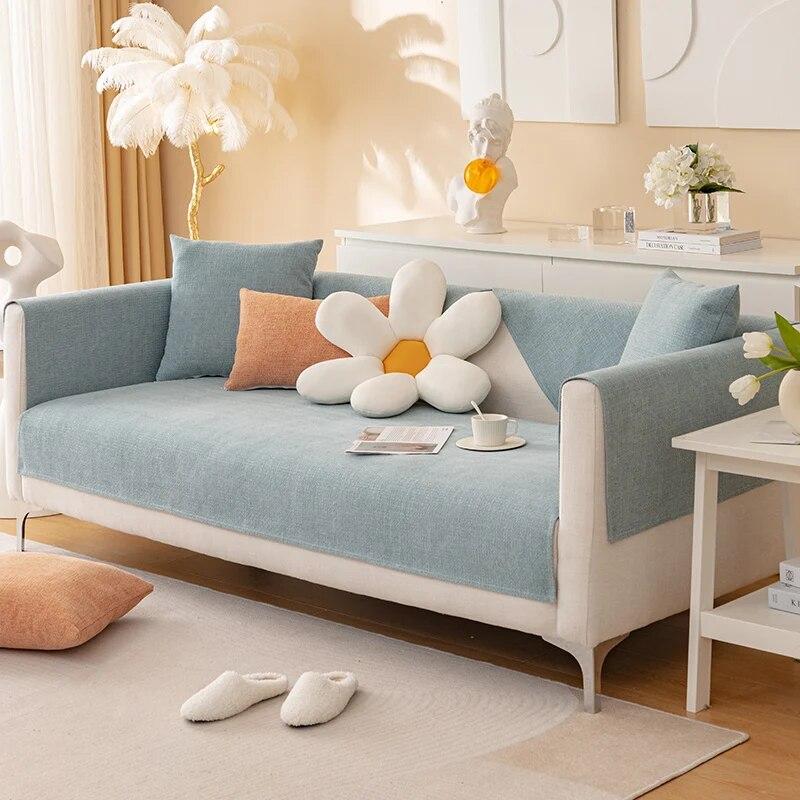 Non-slip Sofa Towel Universal Solid Color Couch Slipcovers Sofa Mat for Living Room 1PC Nordic Chenille Sofa Cover High Quality