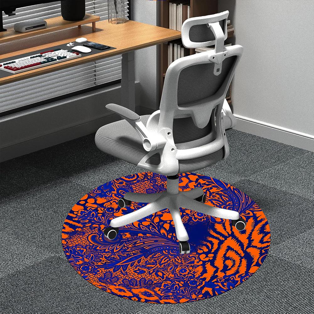

1pc Floral Paisley Office Round Area Rug, Indoor Mat Suitable ForOffice, Under Office Chairs Bedroom Living Room Home Decor, Room Deco q049 80cm by 80cm