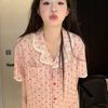 Girls star striped lace pajamas summer short sleeved shorts ins style suit girls loungewear