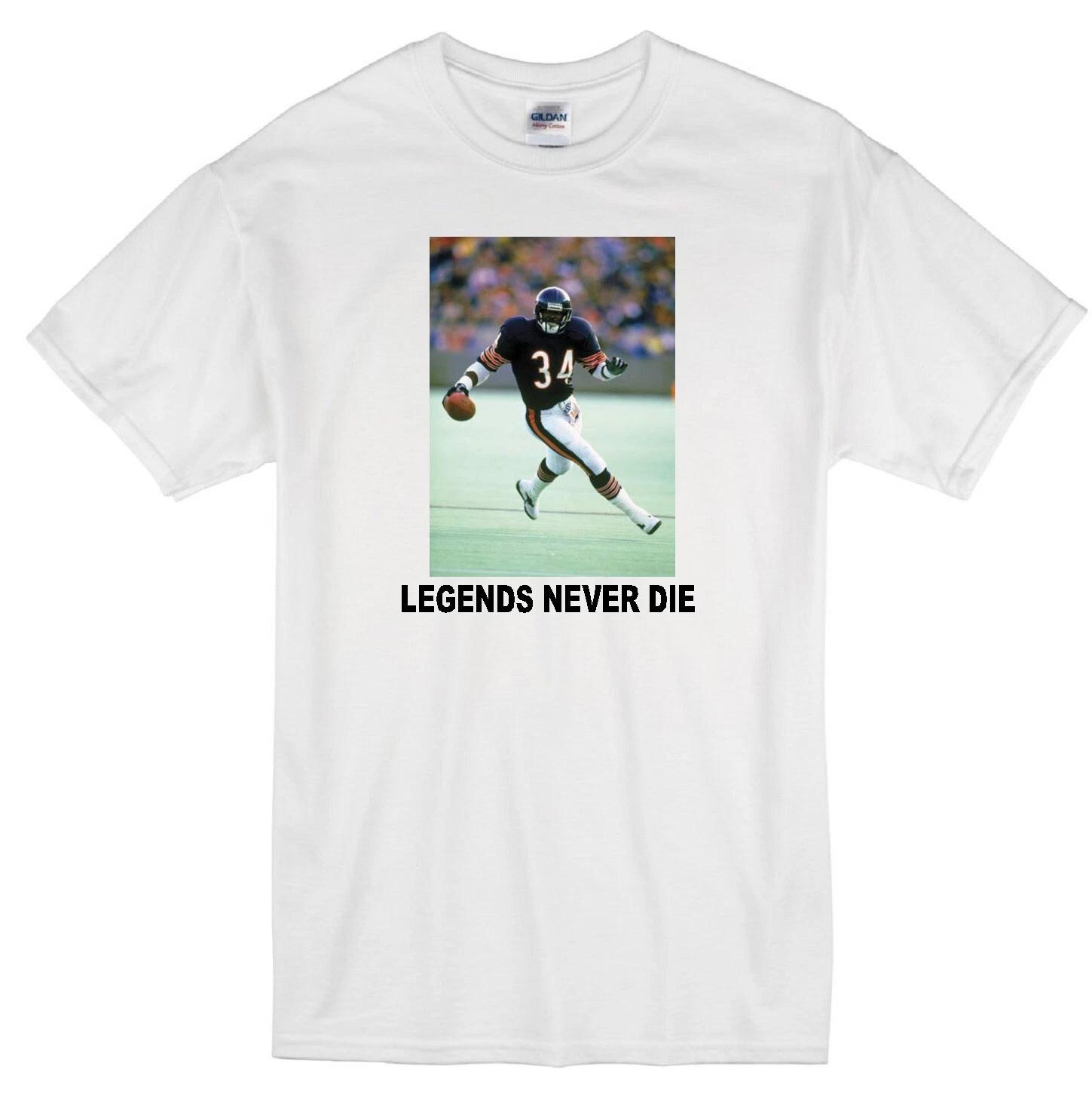 

WALTER PAYTON LEGENDS NEVER DIE CHICAGO BEARS FOOTBALL JERSEY WHITE T-shirt 4XL
