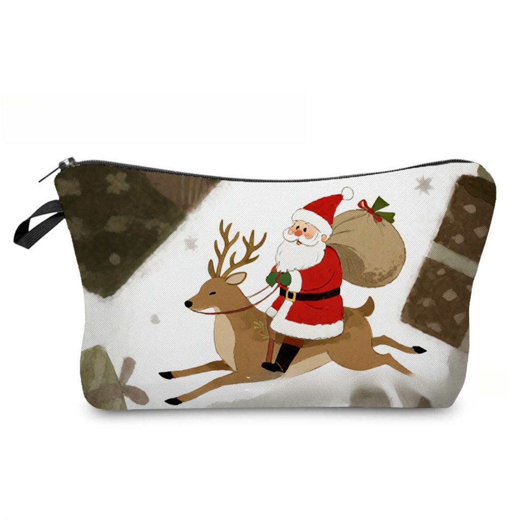 Women Santa Claus Print Cosmetic Bag Toiletries Organize Travel Storage Case 6866 KTB