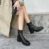 Skinny boots women's head versatile temperament autumn and winter new thick heel Martin boots women's British commuter Chelsea short boots