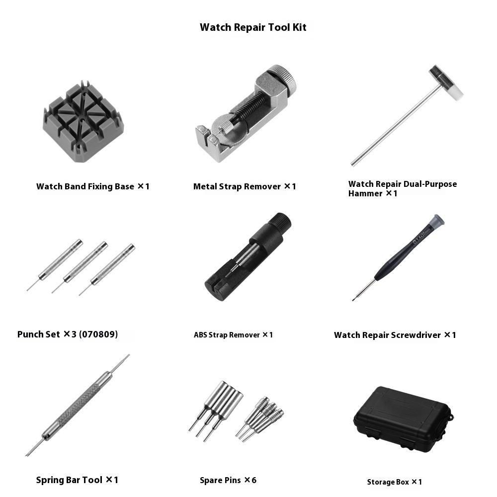 16 Piece Professional Watch Repair Kit - Perfect For Watch Enthusiasts, Adjustable Strap Tools | Durable Metal Tools