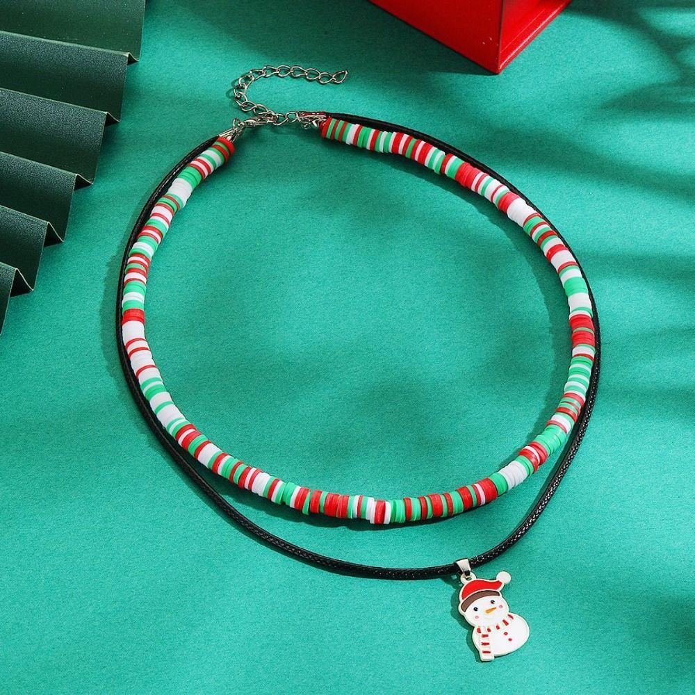 Christmas Tree Rice Beaded Chain Santa Cartoon Pendant Bracelet  Women