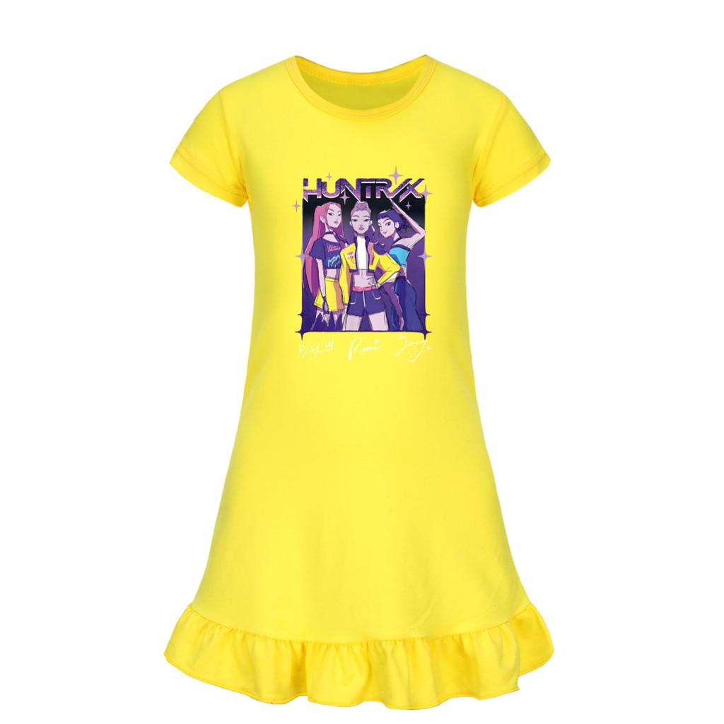 5022 Kids Girls Mira Zoey Rumi Printed Ruffle Short Sleeves Casual Dress
