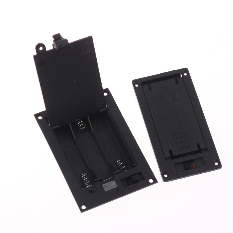 1/3Pcs Batteries Shell Plastic 2x3x AAA Rectangular Embedded Battery Holder Storage Box Case With Switch Cover