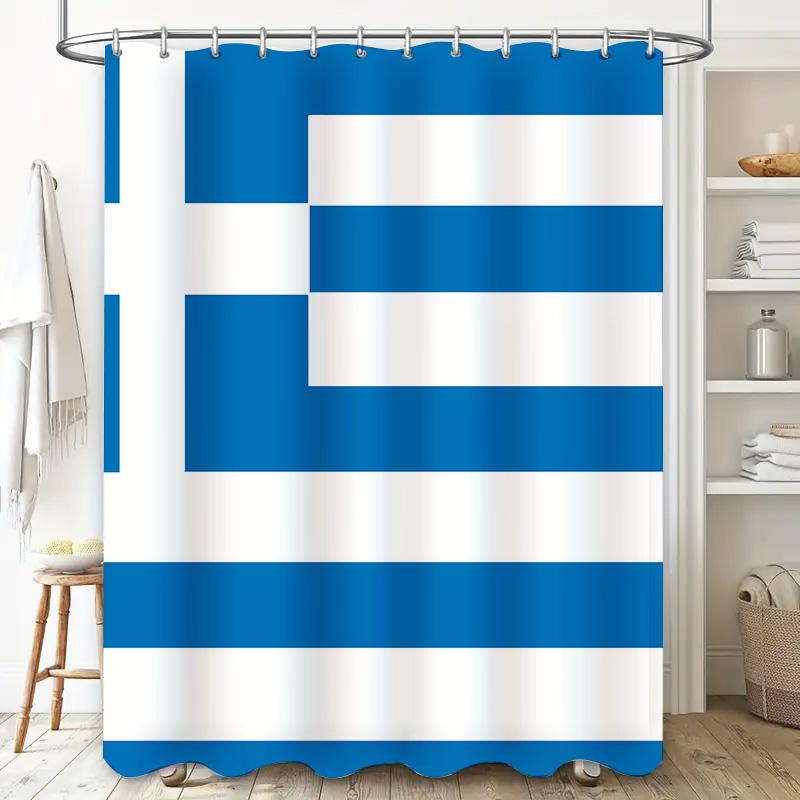 Luxury Blue Shower Curtain with Golden Embroidery Modern Bathroom Decor for Home Decoration Waterproof Fabric (240x180cm)