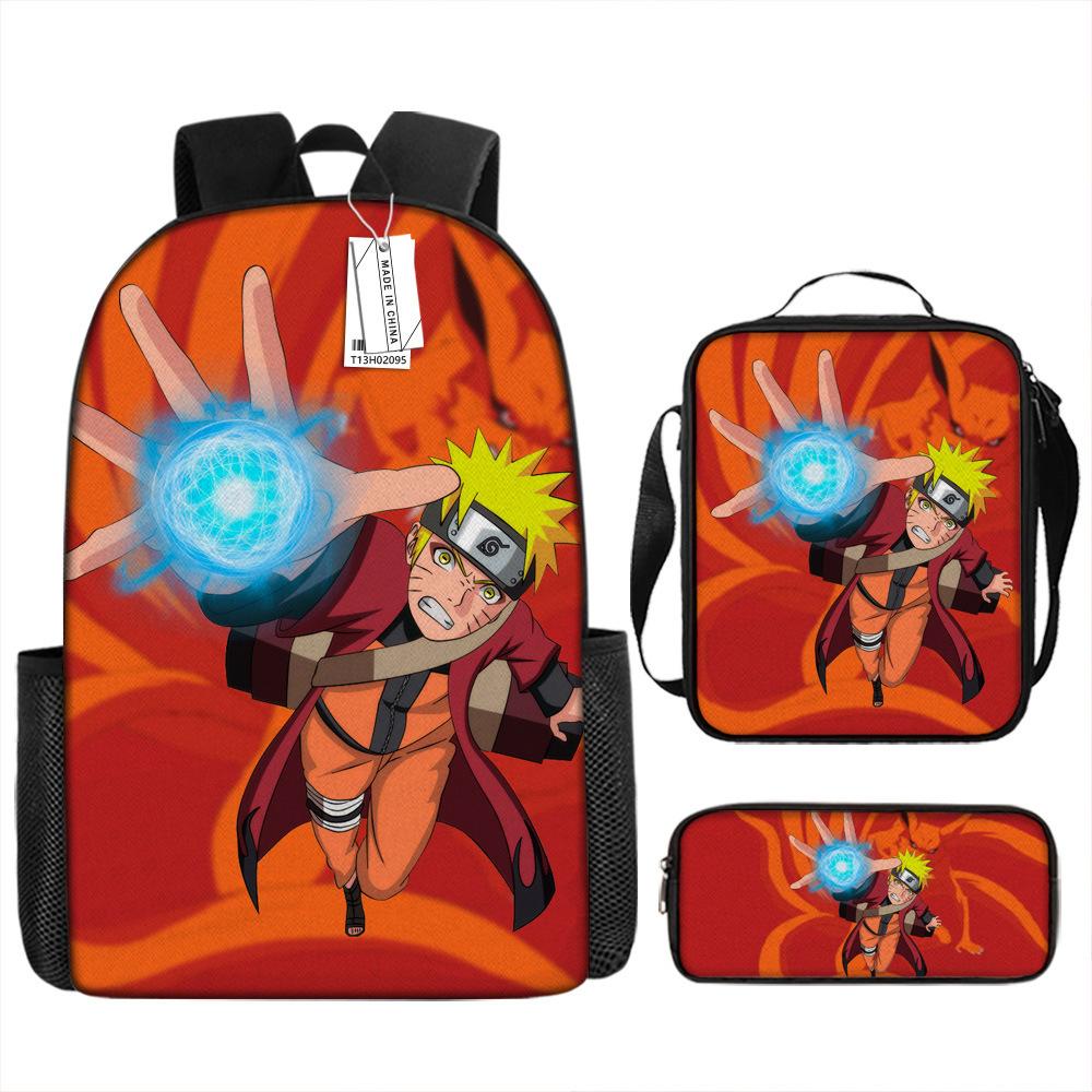 New Naruto backpack trendy backpack European and American retro peripheral cartoon schoolbag