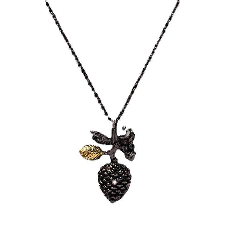 

Италия готический ретро сосновый конус Дизайн Черный кулон ожерелье для женщин Вечерняя партия цепи ювелирных изделий