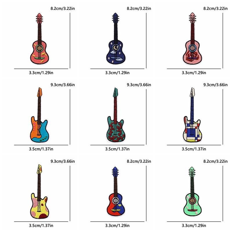 10pcs Wholesale New Art Wind Electric Guitar Embroidery Patches Diy Creative Cartoon Iron On Patches For Clothing Jackets Decor 