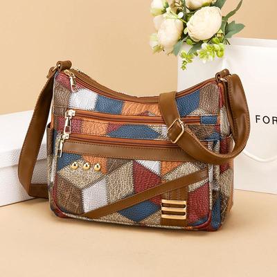 2024 Damska Wszechstronna Wielowarstwowa Torba na Ramię PU - Duża Pojemność Crossbody dla Mam