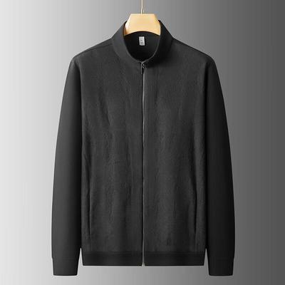 Dibinze Men's Plus Size Knit Stand-Collar Casual Jacket