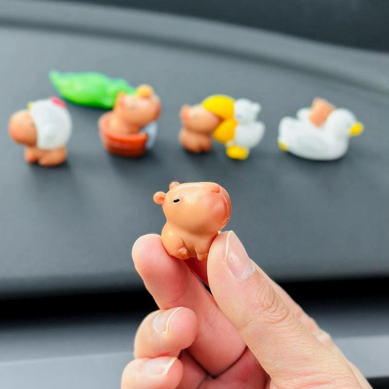 Mini Capybara Figure Ornament Desk Accessories Automotive Car Interior Ornament Resin Figure Miniature Model Animals Decoration