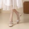 Mary Janes mit quadratischer Spitze, dickem Absatz, Satin, mittlerem Absatz, Temperament, Brautjungfernschuhe, 2025 Sommer und Herbst, neue, vielseitige Damenschuhe