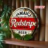 HD Tin Sign Redstripe Lager Jamaica Beer Round Bottle Cap Metal Wall Art Vintage Retro Decor for Bar Pub Man Cave