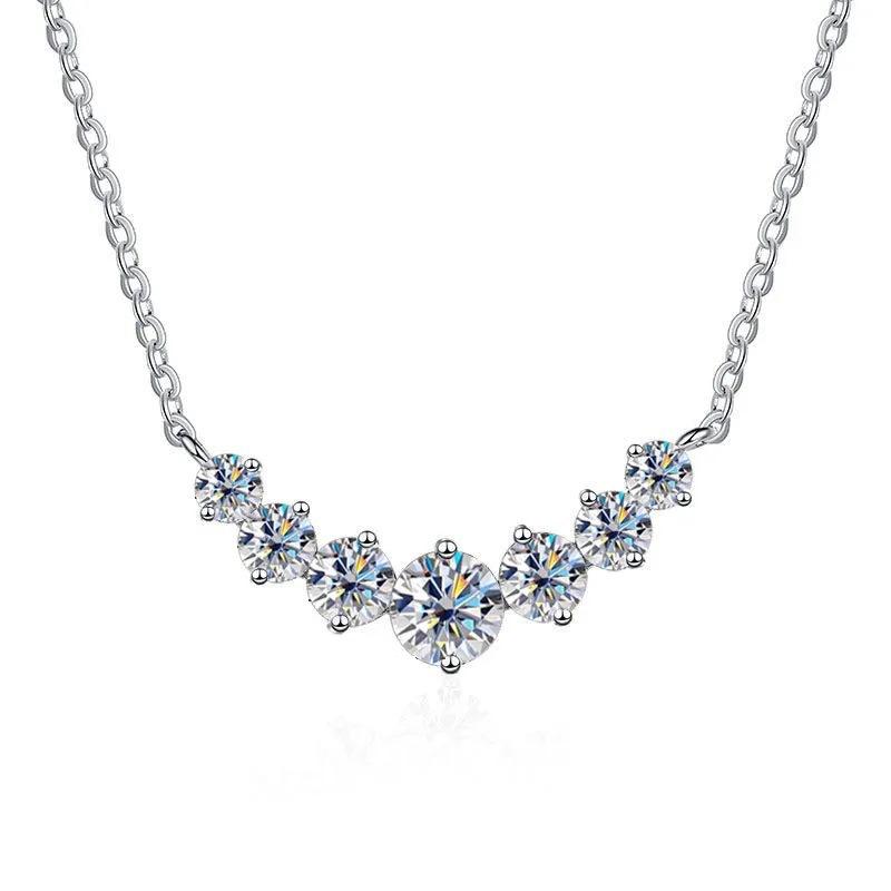 2.8CT Total Moissanite Necklace Elegant Sterling Silver Neck Jewelry Decoration Gift for Proposal Engagement Birthday Gift