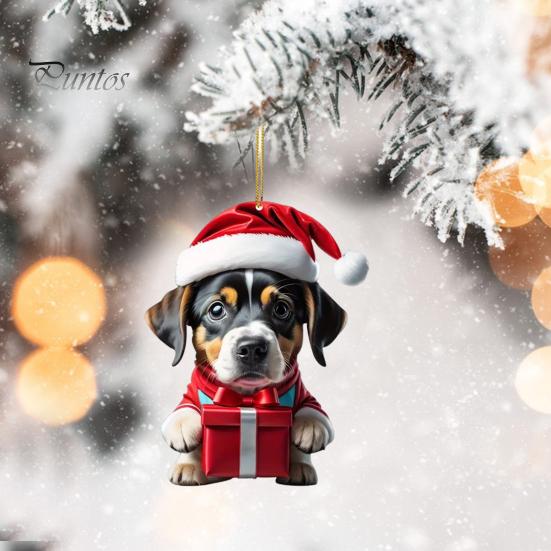 Vánoční ozdoba Živá barva Snadné zavěšení Roztomilý pejsek Závěsný přívěsek do auta Vánoční stromeček Akrylový přívěsek