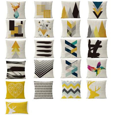 Nordic Yellow Black Geometric Deer Pillow Cushion Cover Home Decorative Sofa Throw Pillowcase